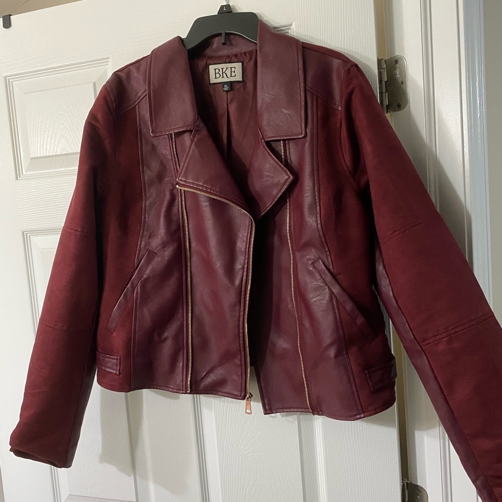 BKE Faux Red Leather Jacket